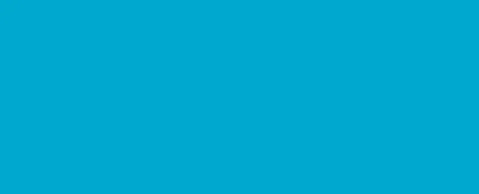 Solid turquoise background.