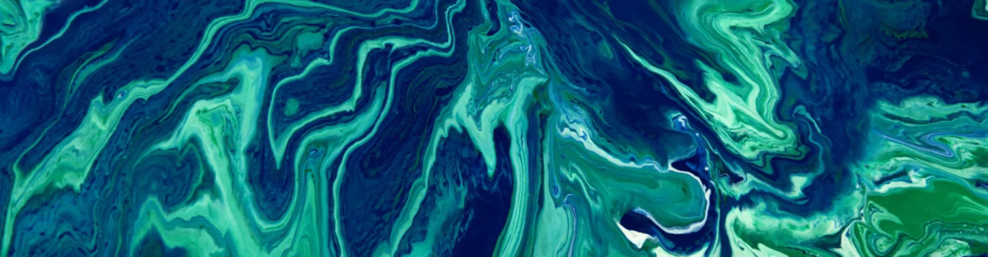 Green and blue reflections in water